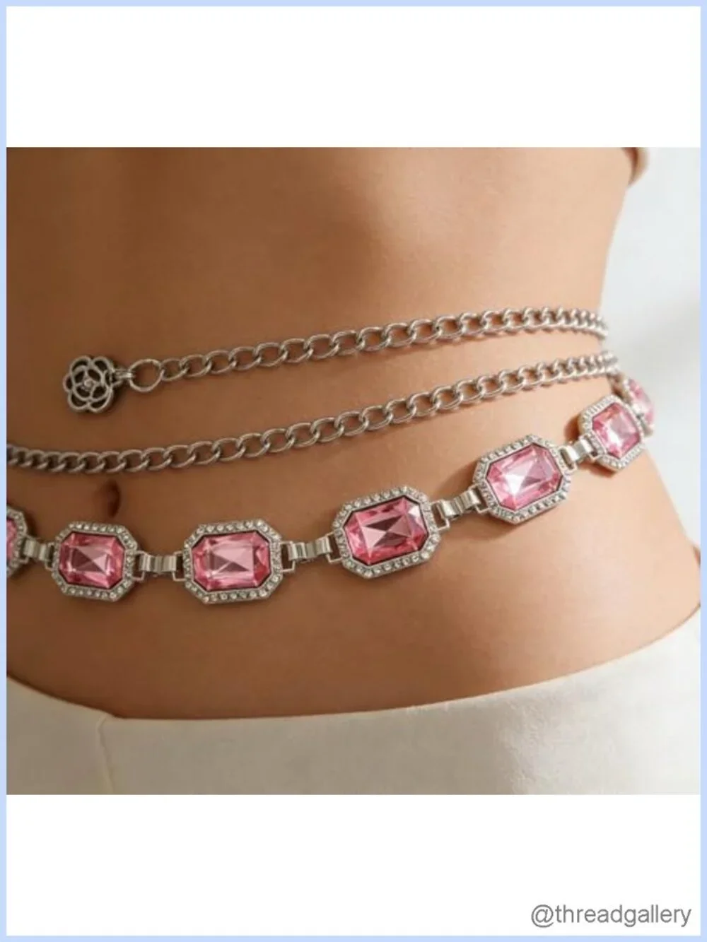 Rhinestone Crystal Chain Belt Metal Dress Belt Cowgirl Western Style